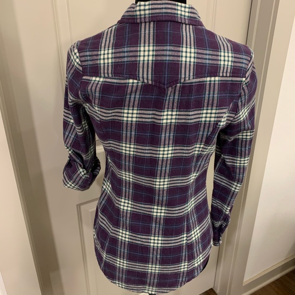 Purple Plaid Flannel Button Down Top - Picture 5 of 5